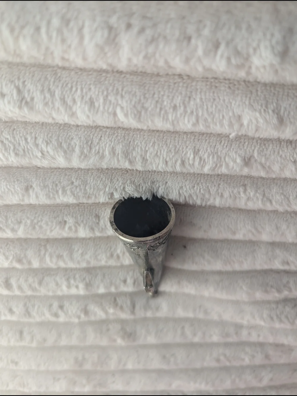 Silver Metal Shower Hook - White